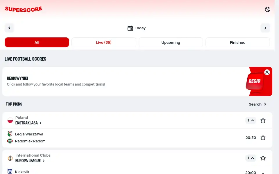Screenshot of superscore.live