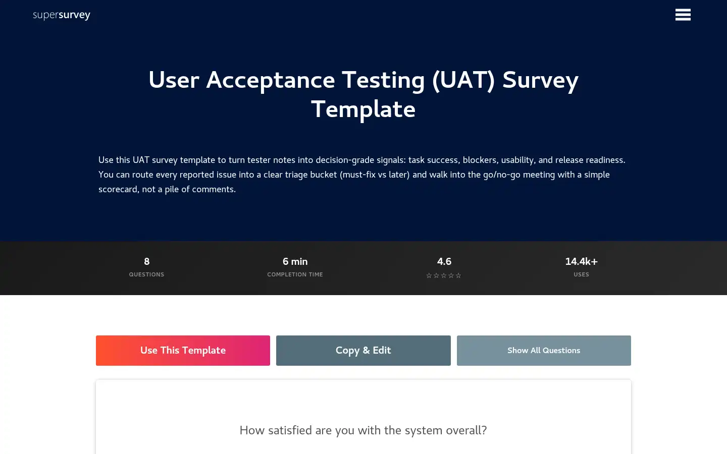 Screenshot of supersurvey.com