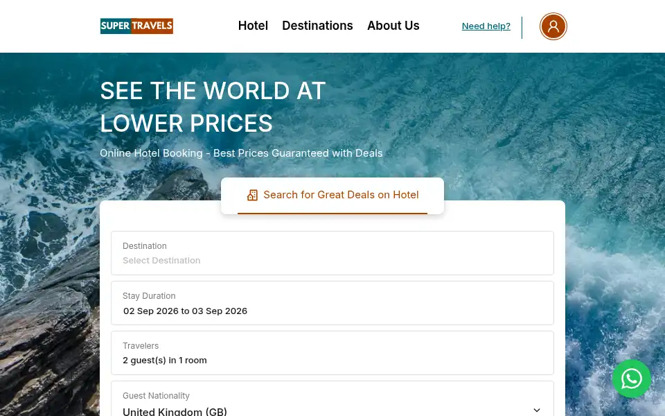 Screenshot of supertravels.co.uk