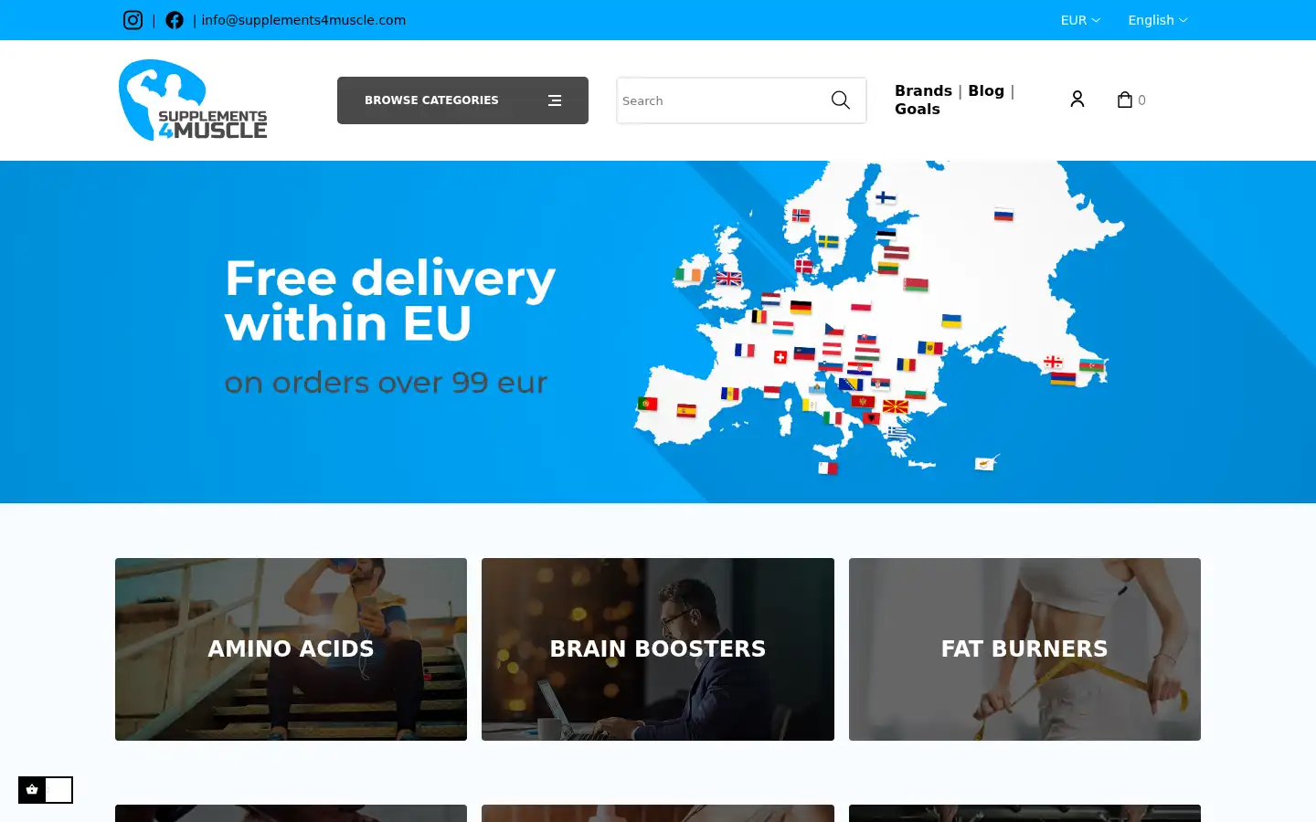 Screenshot of supplements4muscle.com