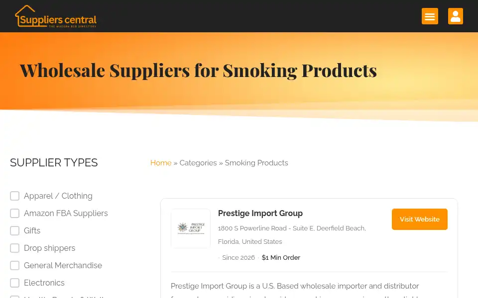 Screenshot of supplierscentral.com