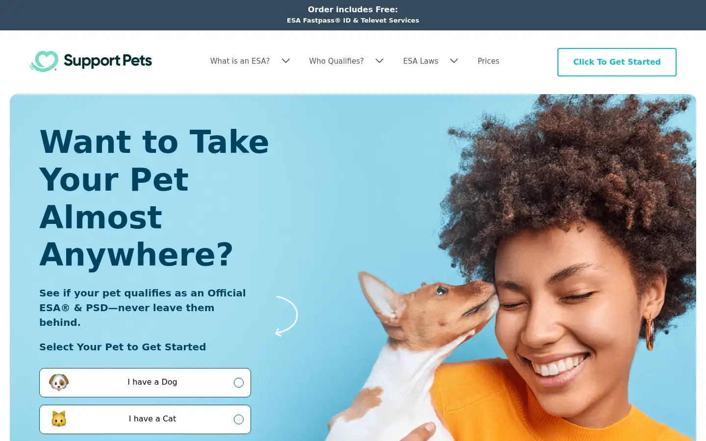 Screenshot of supportpets.com
