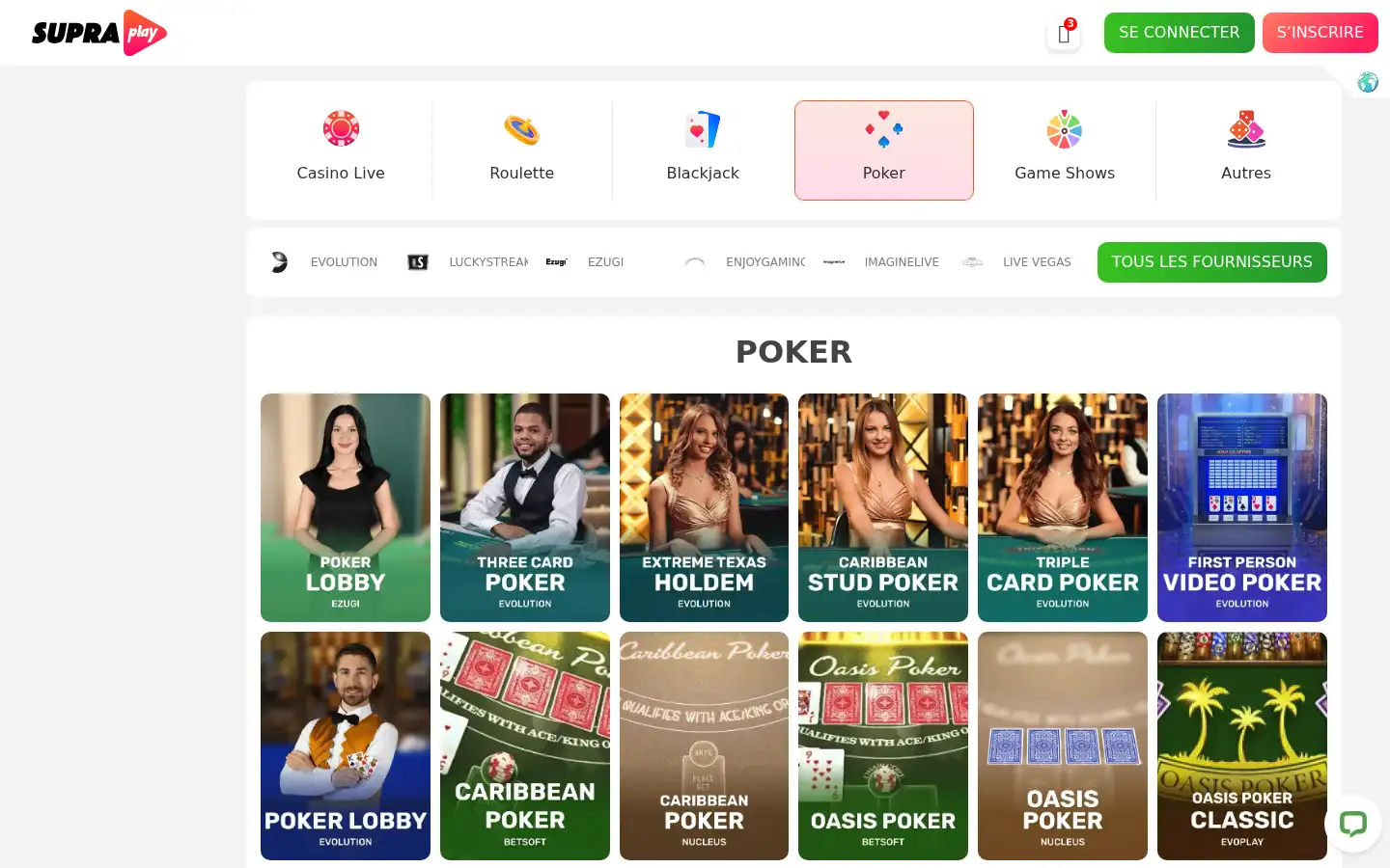 Screenshot of supraplay.com