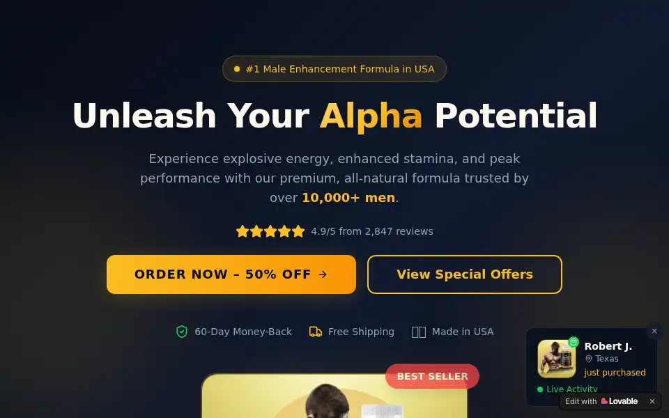 Screenshot of supreme-male-alpha.lovable.app