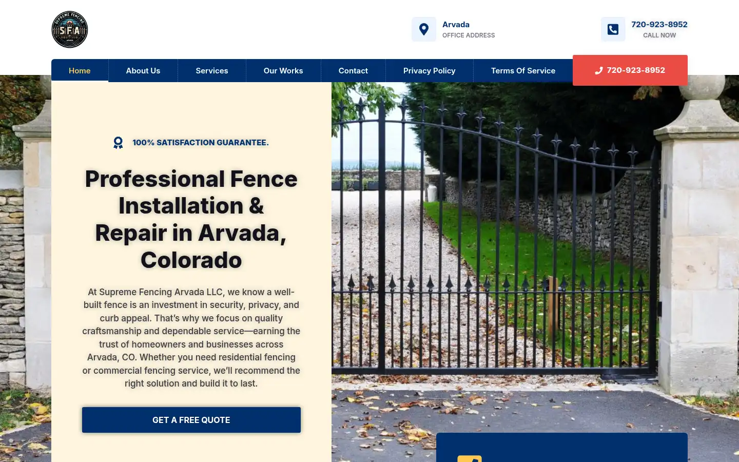 Screenshot of supremearvadafencing.com