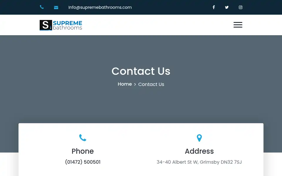 Screenshot of supremebathrooms.com