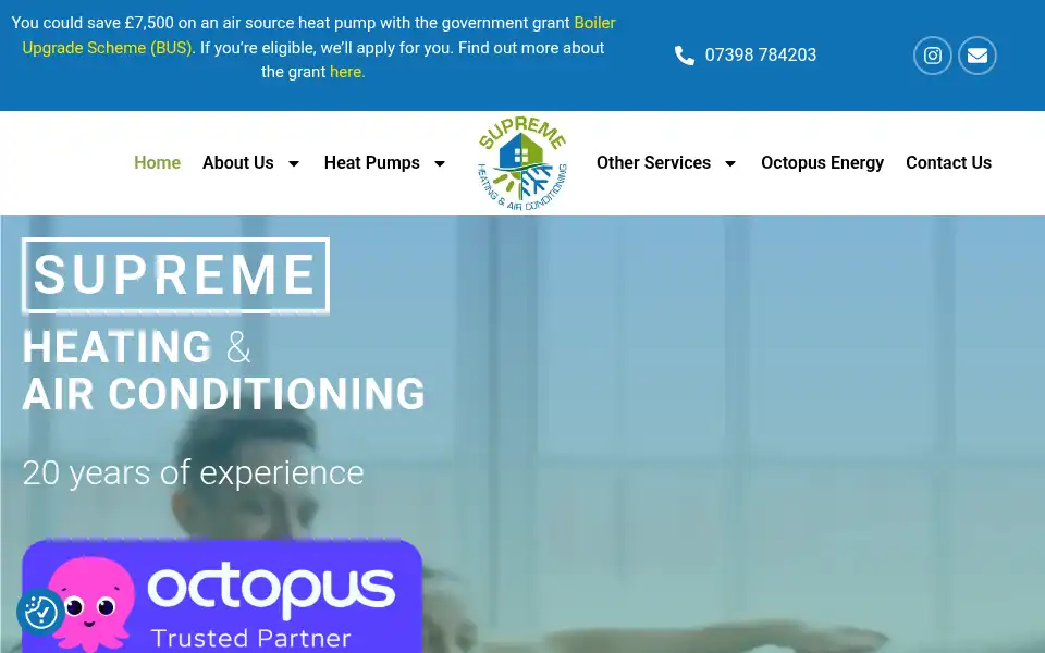 Screenshot of supremeheatingservices.co.uk