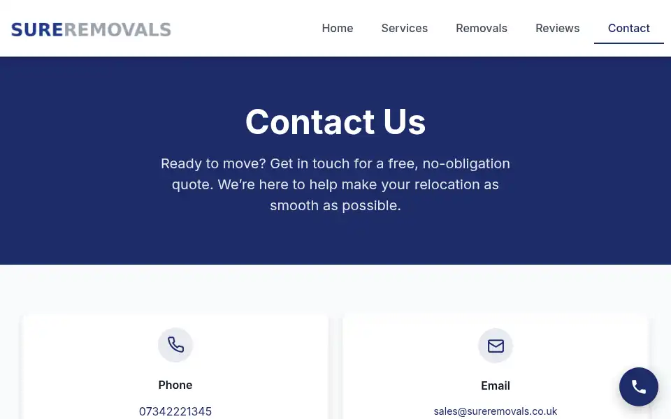 Screenshot of sureremovals.co.uk