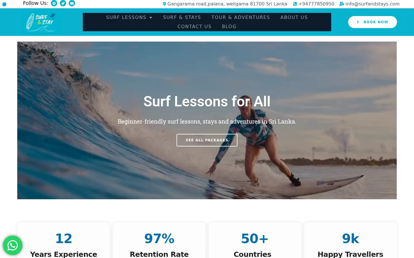 Screenshot of surfandstays.com