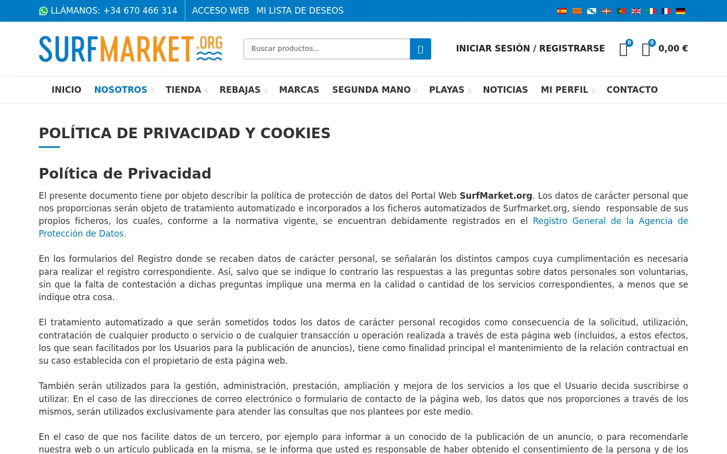 Screenshot of surfmarket.org