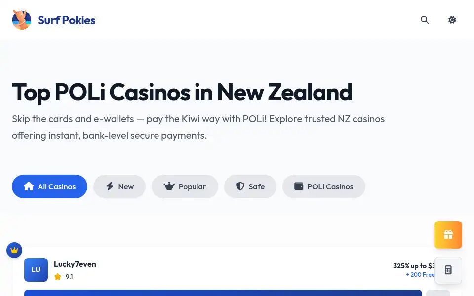 Screenshot of surfpokies.com