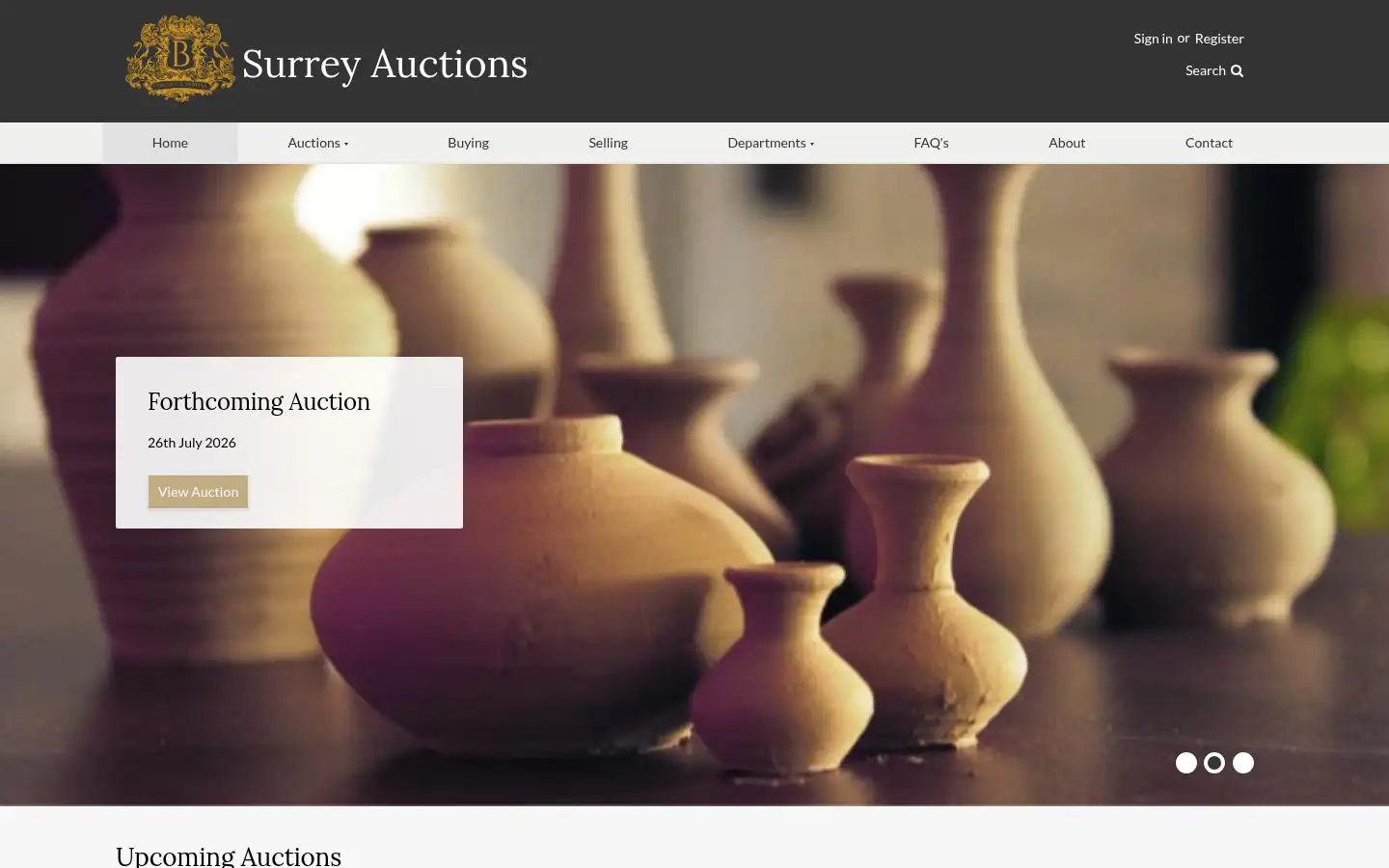 Screenshot of surreyauctions.co.uk