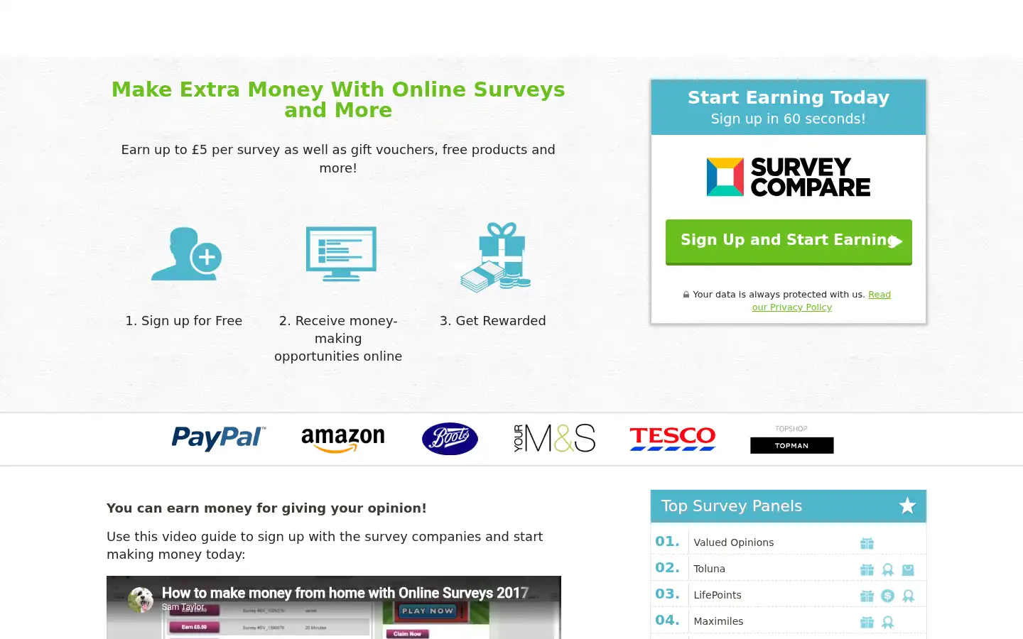 Screenshot of surveycompare.net