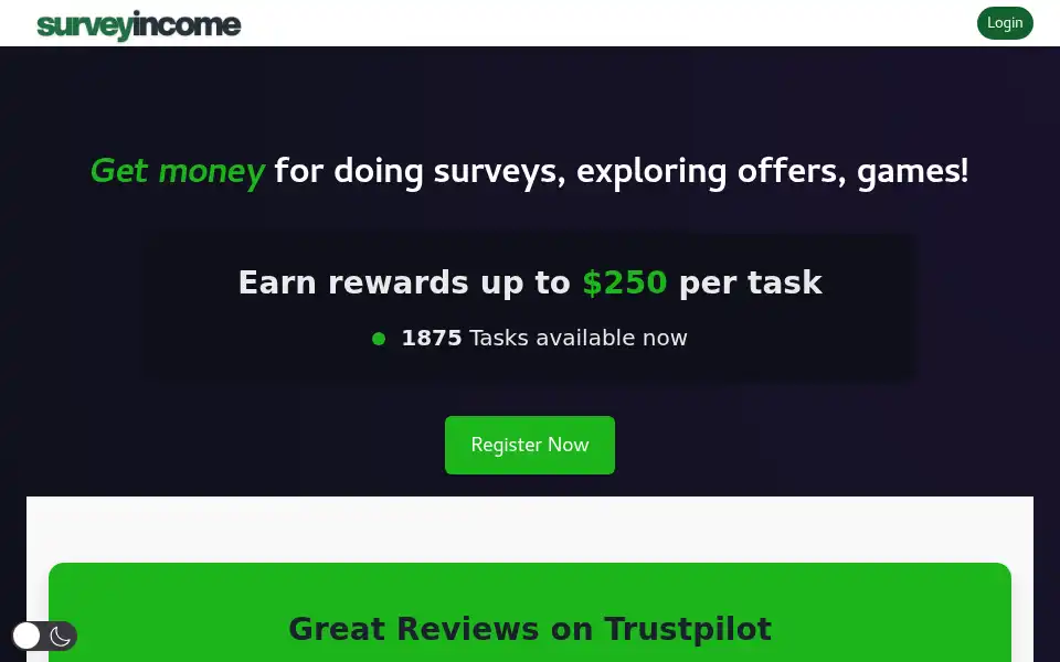 Screenshot of surveyincome.eu.cc