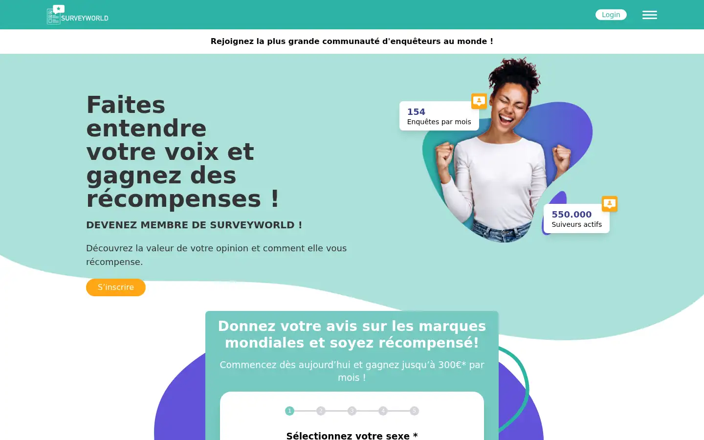 Screenshot of surveyworld.com