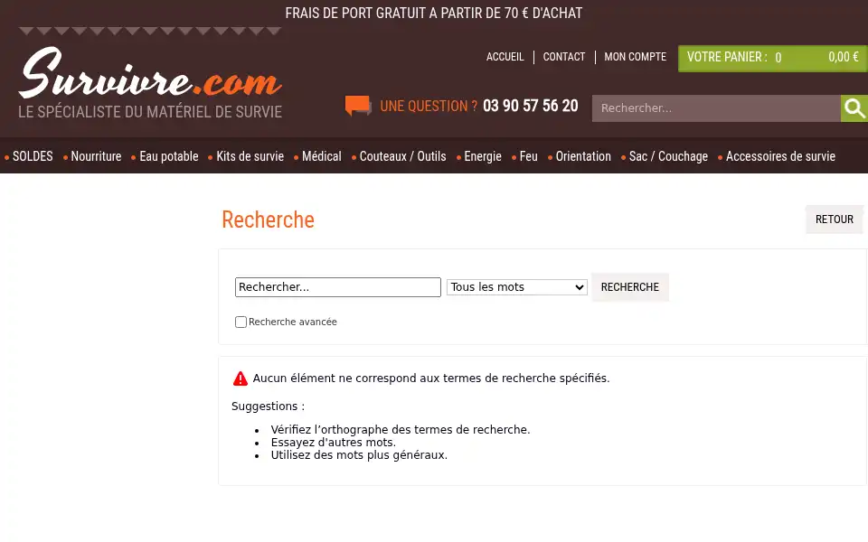 Screenshot of survivre.com
