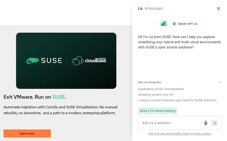 Screenshot of suse.com