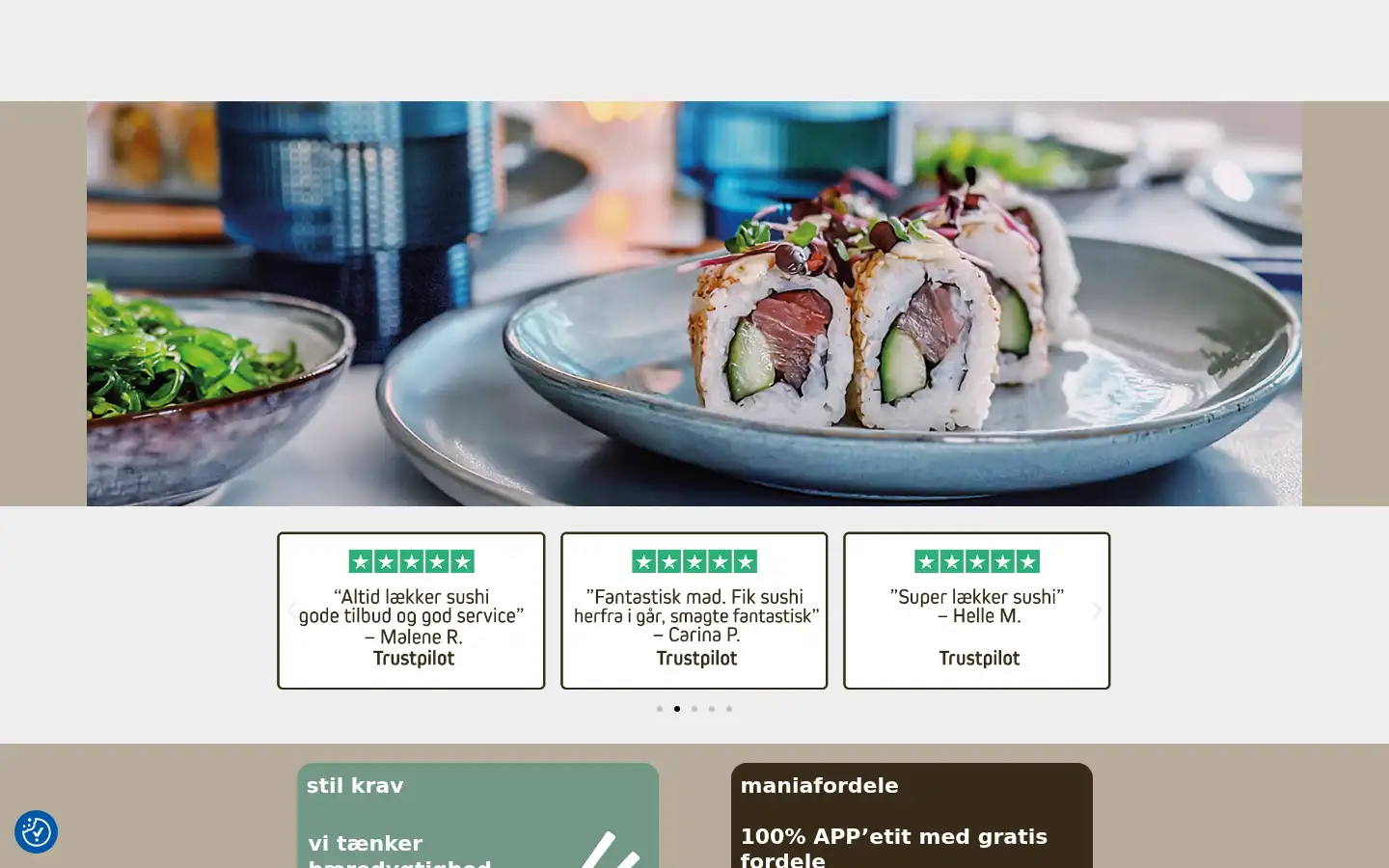 Screenshot of sushimania.dk