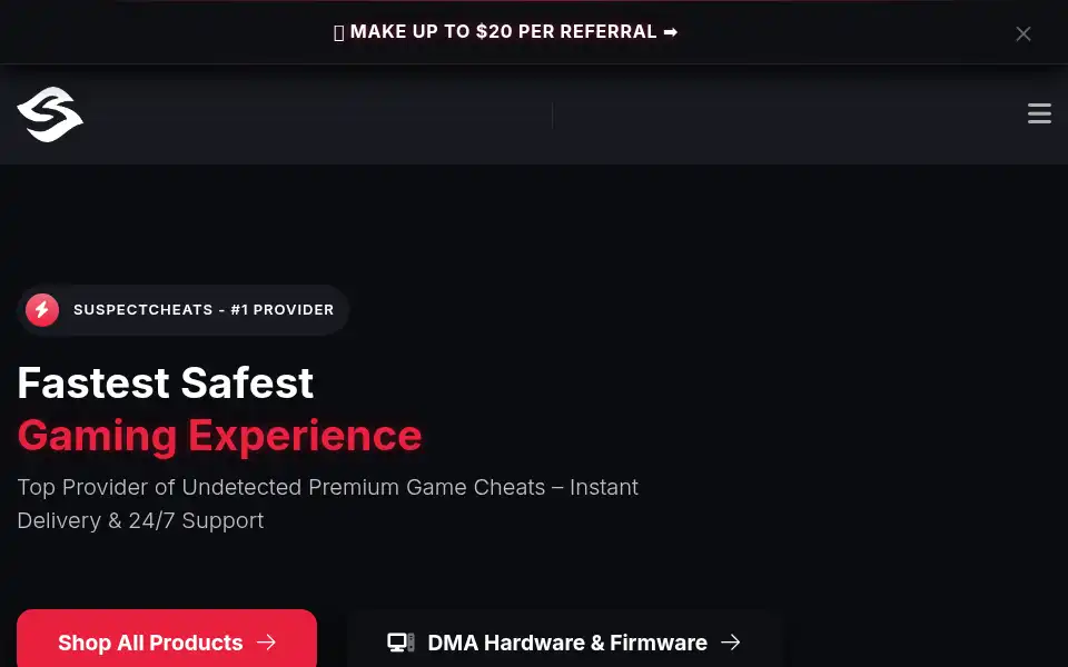 Screenshot of suspectcheats.com