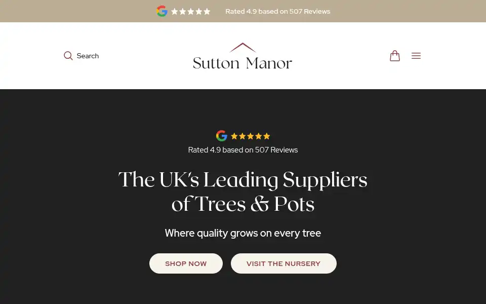 Screenshot of suttonmanornursery.co.uk