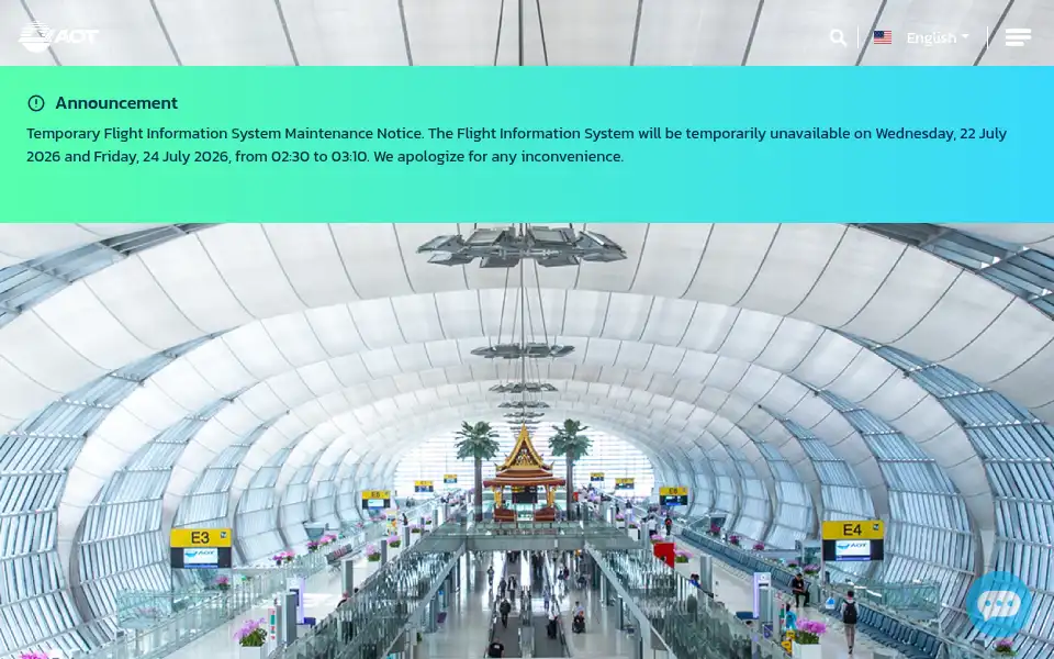 Screenshot of suvarnabhumi.airportthai.co.th