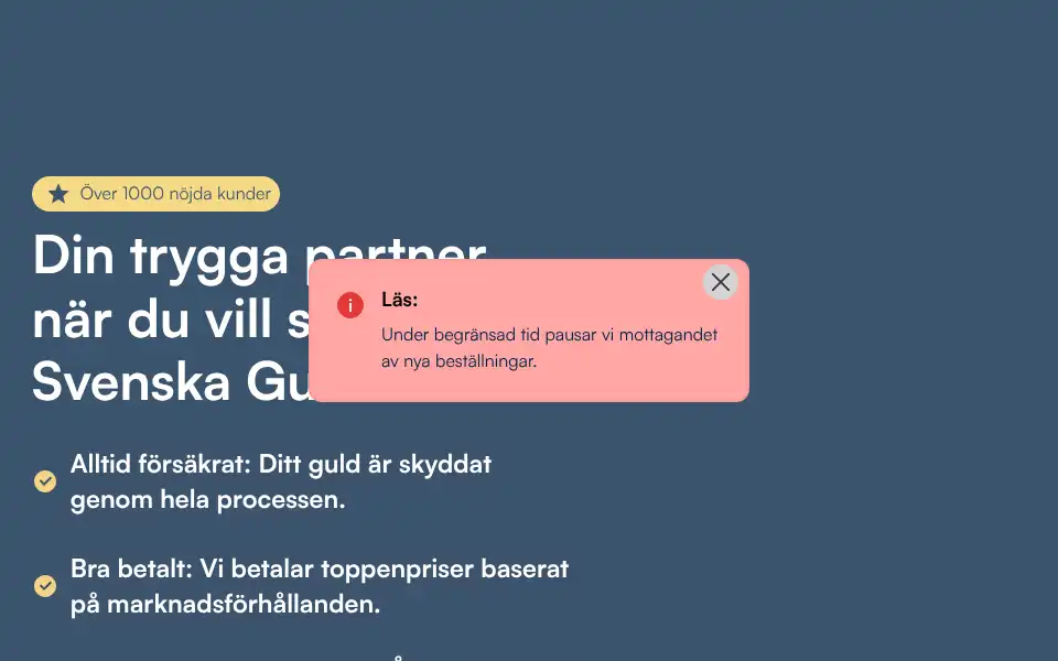 Screenshot of svenskaguld.se