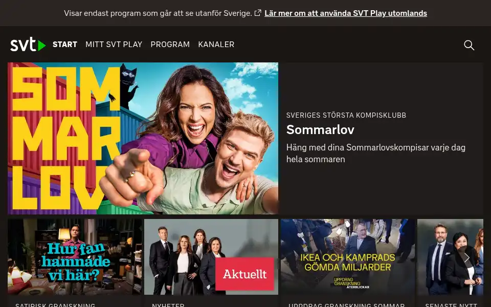 Screenshot of svtplay.se