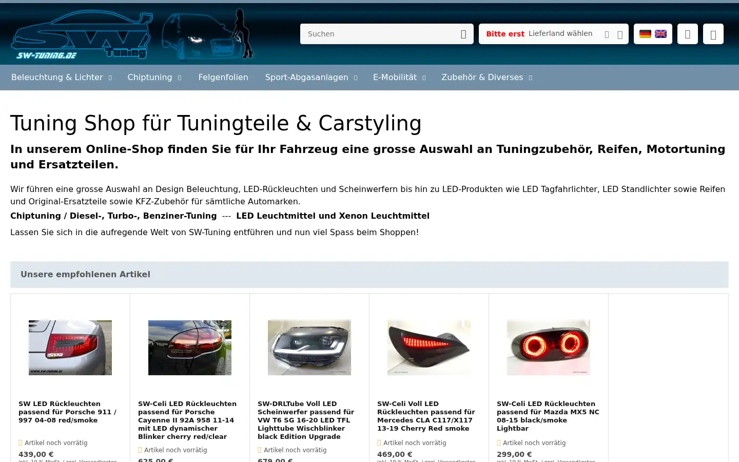 Screenshot of sw-tuning.de