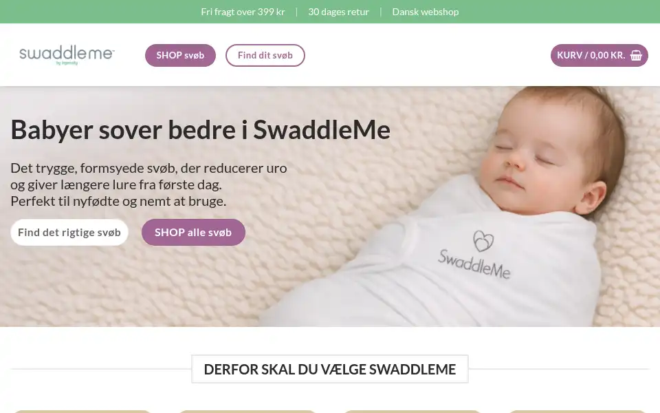 Screenshot of swaddleme.dk
