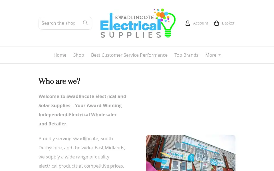 Screenshot of swadlincoteelectricalsupplies.co.uk