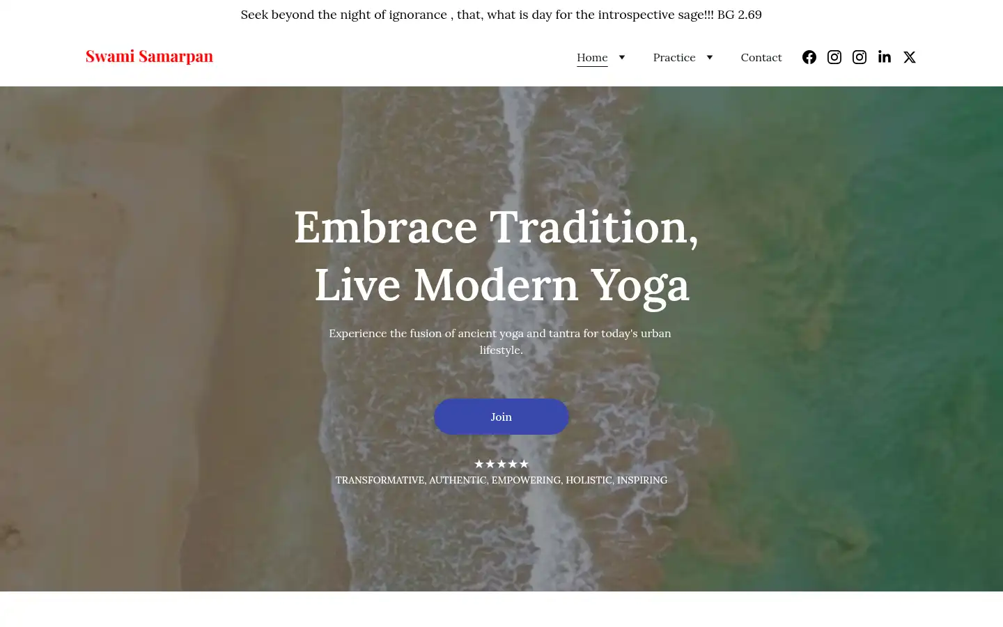 Screenshot of swamisamarpan.com