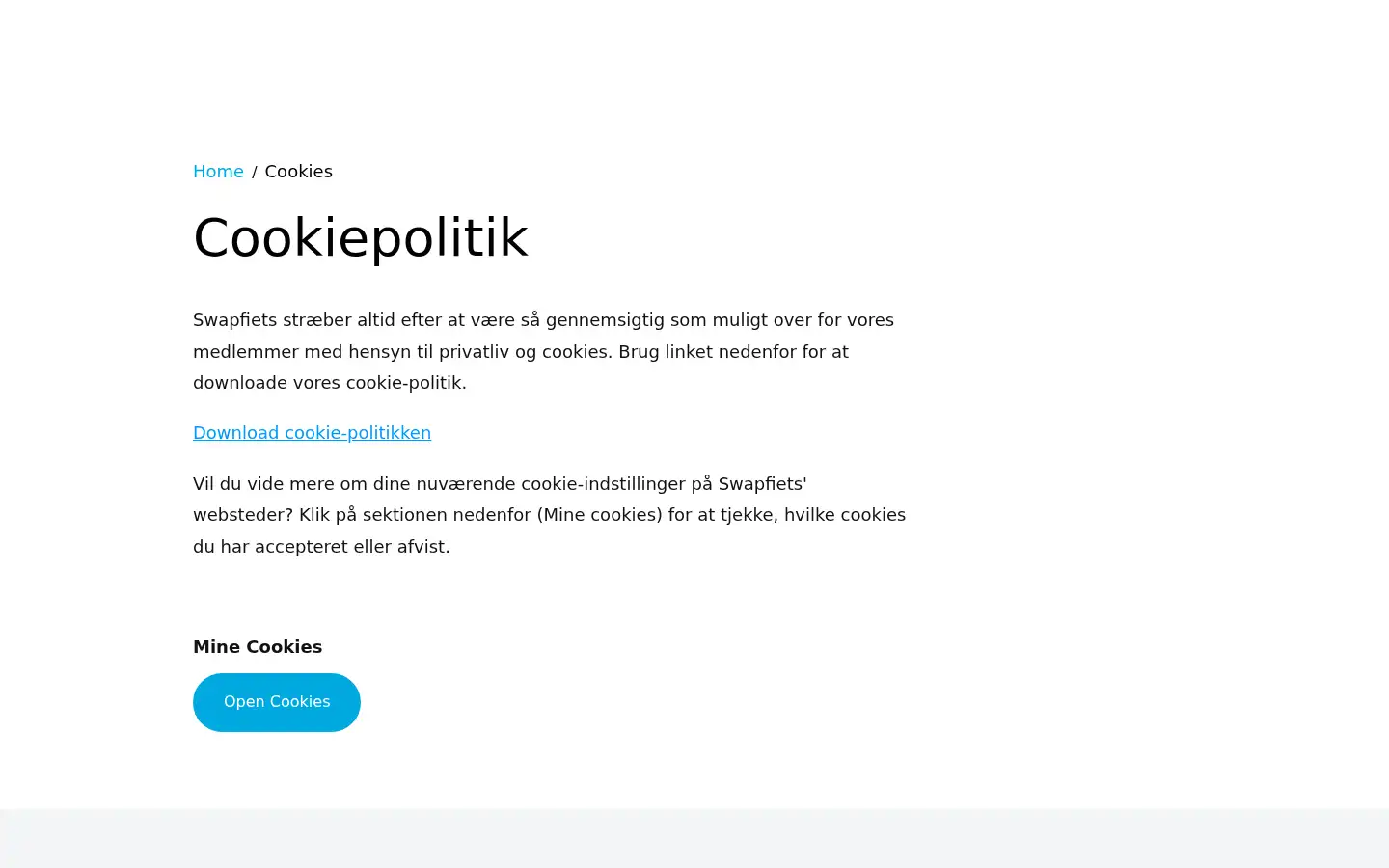 Screenshot of swapfiets.dk