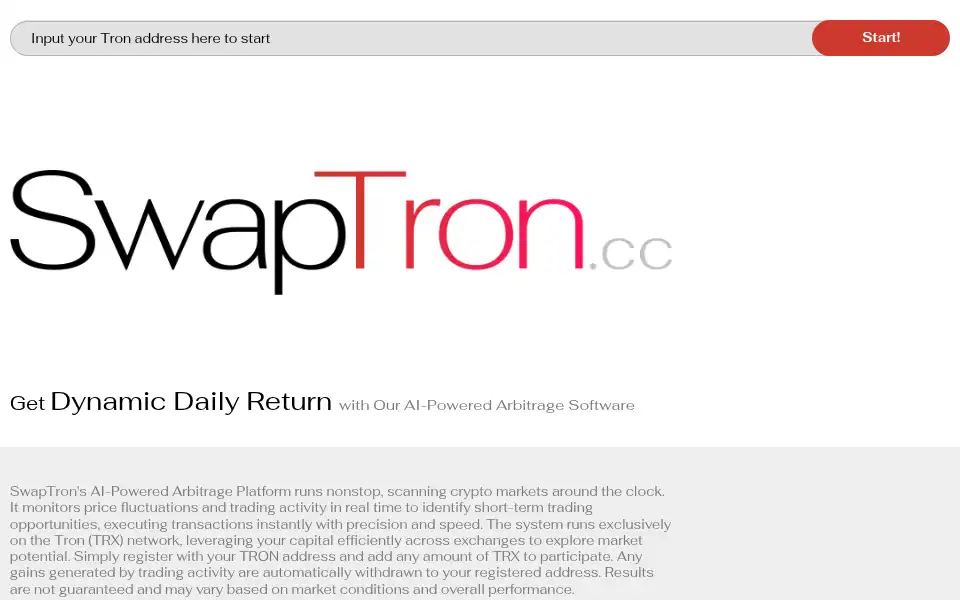Screenshot of swapgain.cc