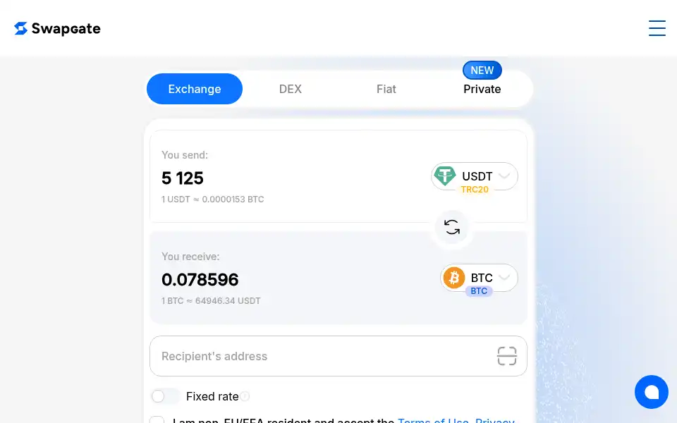 Screenshot of swapgate.io