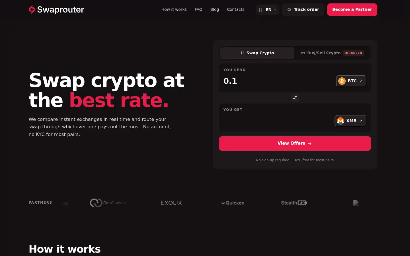 Screenshot of swaprouter.io