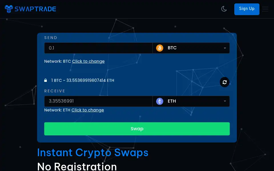Screenshot of swaptrade.io
