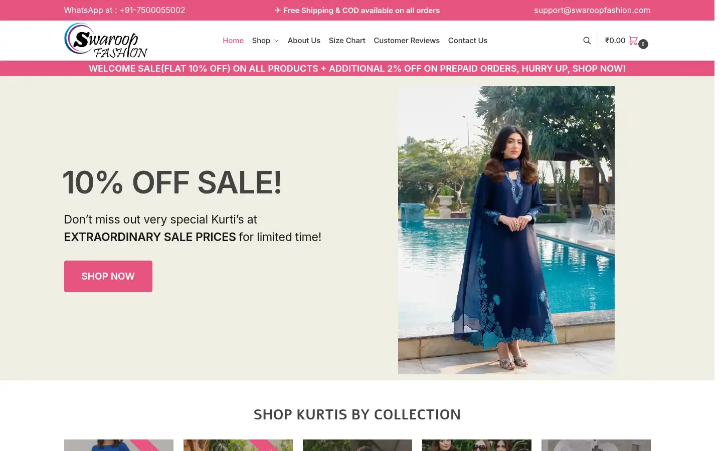 Screenshot of swaroopfashion.com