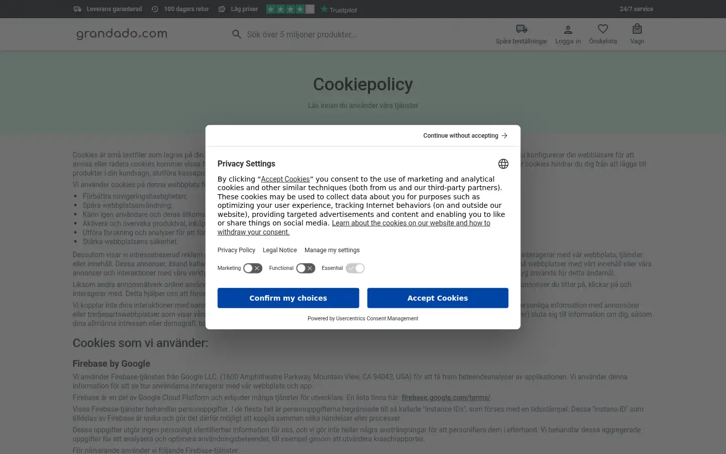 Screenshot of swe.grandado.com