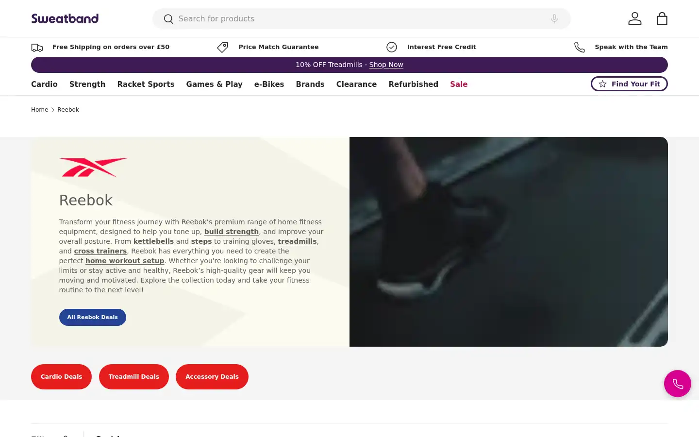 Screenshot of sweatband.com