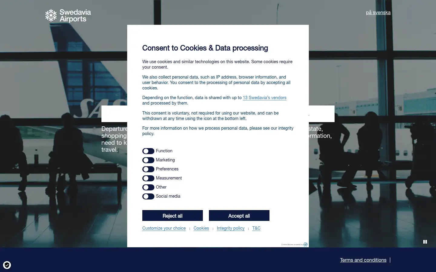 Screenshot of swedavia.com