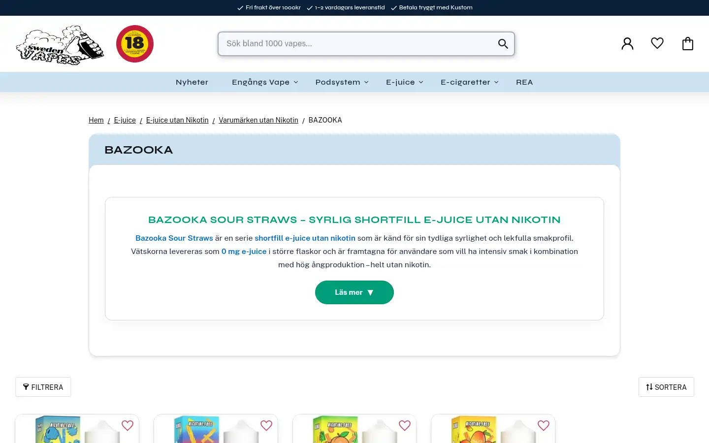 Screenshot of swedenvapes.se