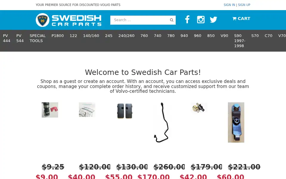 Screenshot of swedishcarparts.com