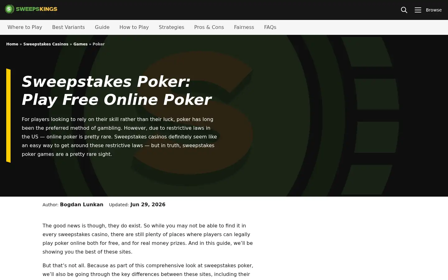 Screenshot of sweepskings.com