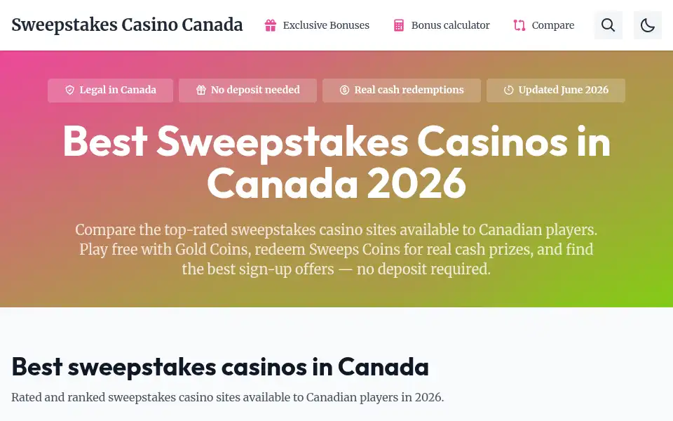 Screenshot of sweepstakes-casino-canada.org