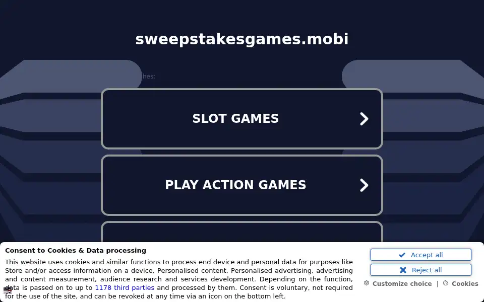 Screenshot of sweepstakesgames.mobi