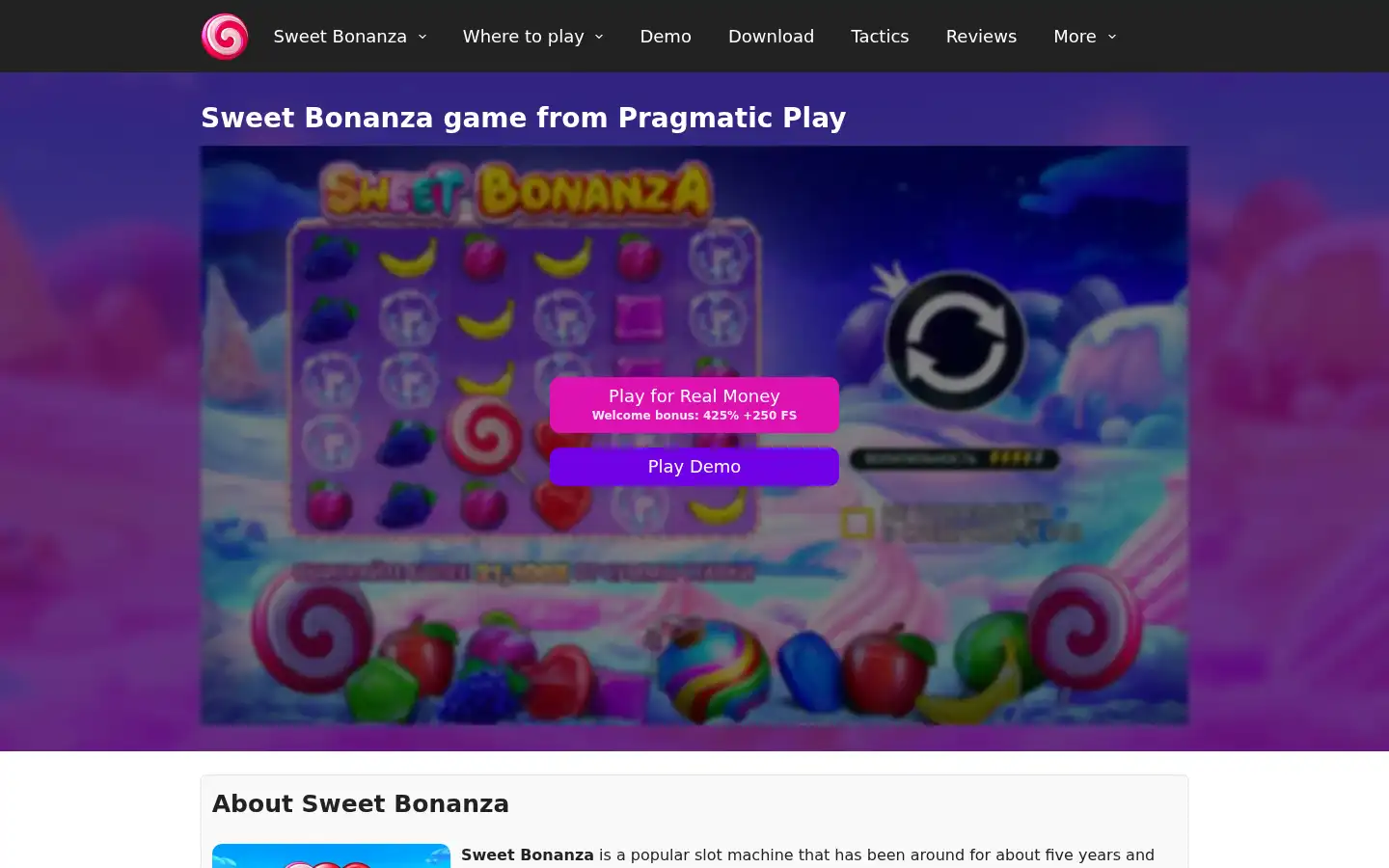 Screenshot of sweet-bonanzas.com