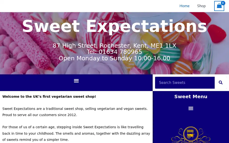 Screenshot of sweetexpectations.co.uk