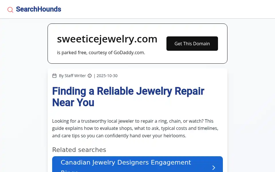 Screenshot of sweeticejewelry.com