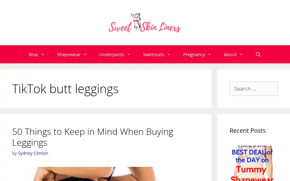 Screenshot of sweetskinliners.com
