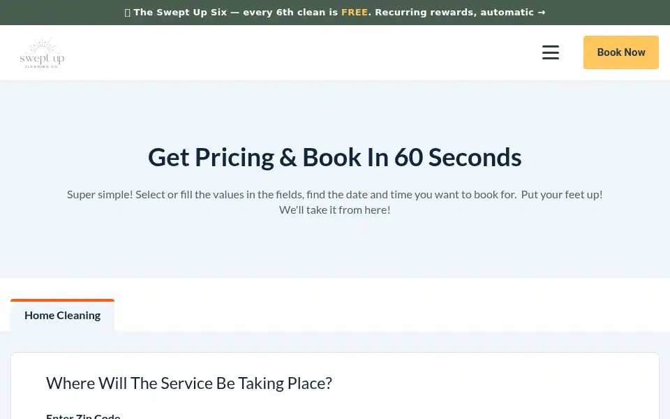 Screenshot of sweptupcleaningco.com